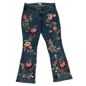Alice + Olivia Floral Embroidered Jeans